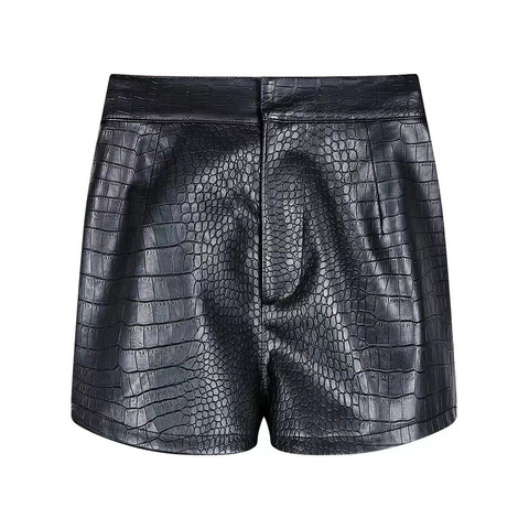 Wholesale Fashion Street Style Ladies Sexy Embossed Black Sheep Leather Shorts Women