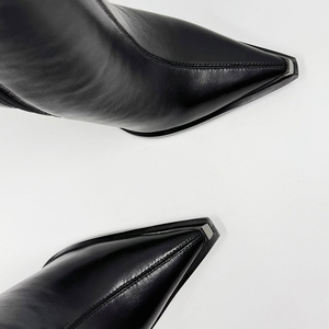 <span class=keywords><strong>Bottines</strong></span> noires à <span class=keywords><strong>bout</strong></span> <span class=keywords><strong>pointu</strong></span> pour <span class=keywords><strong>femme</strong></span>, sur mesure, avec fermeture éclair, talon compensé, en <span class=keywords><strong>cuir</strong></span> véritable, sexy et élégantes, pour le printemps - Product Image 6