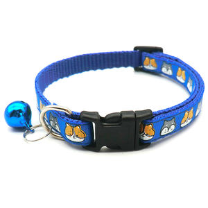 超かわいい芝犬ハスキーアラスカプリントナイロンペット犬の首輪モダンな漫画デザイン耐久性のある黒バックルカラフルなベル猫 - Product Image 5
