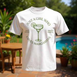 Camiseta Just A Girl Who Loves Margaritas, cuello redondo blanco, unisex, talla para adultos S M L XL XXL - Product Image 3