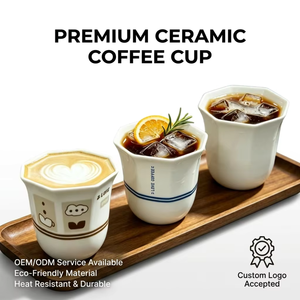 Tasse à café en céramique octogonale de 280 ml pour l'art <span class=keywords><strong>latte</strong></span>, vente en gros pour café, hôtel, restaurant, bureau - Product Image 1