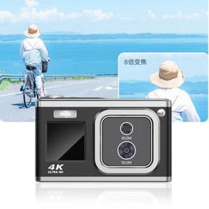Appareil photo numérique CCD 4K à double objectif avec corps en métal noir, coque métallique fine et élégante, appareil photo numérique CCD 4K portable - Product Image 6