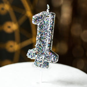 Super brillante y brillante tamaño grande 7,5 CM número de <span class=keywords><strong>velas</strong></span> cubierto con lentejuelas rosa azul de plata de oro de 0-9 números de cumpleaños <span class=keywords><strong>velas</strong></span> de cumpleaños - Product Image 2