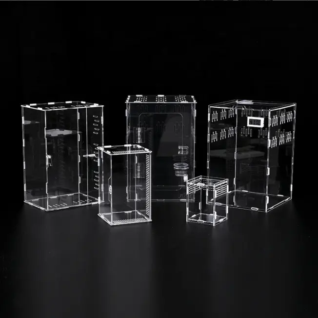 Cage de terrarium en acrylique pour reptile, petites boîtes d'élevage pour animaux de compagnie, pour tortues et hérisson, avec isolation, paysage à vendre