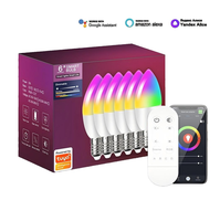 Lampadina Smart a Forma di Candela C35 5W 800lm E26, App Surplife WiFi 2.4G per Controllo Vocale, 200-240V, Luce LED Decorativa