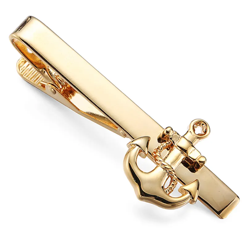 Fermacravatta in metallo di alta qualità personalizzato nuova moda gioielli in oro Navy nave ancoraggio fermacravatta spilla da uomo abito da sposa cravatta distintivo