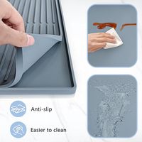 24 ''X 16'' Tapis de café en silicone Rectangle détachable Séchage de la vaisselle Lavable Gris Design contemporain Accessoires de bar Décoration