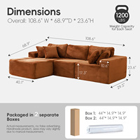 Canapé-lit modulaire en forme de L, design nuage moderne, avec fonctions réglables, revêtement en tissu et rembourrage en éponge, mobilier de salon de luxe