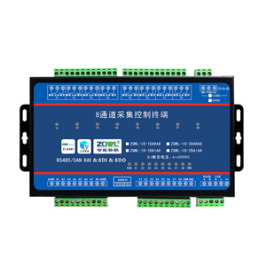 Contrôleur E/S programmable 8 canaux avec ports RS485/CAN, protocoles Modbus RTU et CANopen, isolation optique, montage sur rail DIN, analogique - Product Image 1