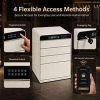 Coffre-fort pour objets de valeur avec empreinte digitale, mot de passe, clé, alarme Wi-Fi et organiseur de bijoux en cuir