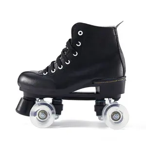 Sapatos de pu com led para exercício ao ar livre e interno, sapatos de skate com 4 rodas para mulheres e homens