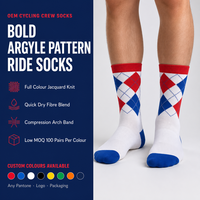 Service de conception gratuit, chaussettes de cyclisme personnalisées à motif Argyle, chaussettes de sport en tricot jacquard pour équipe de vélo de route, chaussettes thermiques d'extérieur