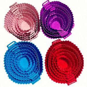 6 Pcs Reusable Silicone Non-stick Ceramic Coating Eco-Friendly Air Fryer Liners 1.5mm Steel Sheet Pot Basket <b>Accessories</b> Custom - Product Image 5