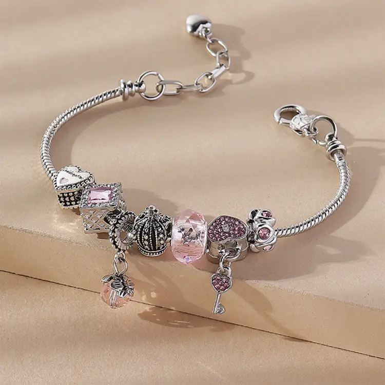 2024 a buon mercato bracciali in argento bracciale collana anelli di alta gioielleria argento colore Femme DIY Pandor bracciale in metallo