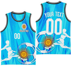 Bandera de <span class=keywords><strong>Argentina</strong></span> estilo deportivo baloncesto Jersey 2024 verano chaleco malla sin mangas camisetas hombres camisetas sin mangas Drop Ship ropa de Fitness - Product Image 4