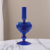 Porte-bougie en verre borosilicate de haute qualité, résistant à la chaleur, en forme de cœur, de style nordique, fait à la main, couleur personnalisée, ornement de table