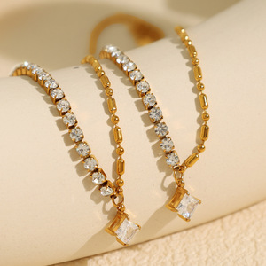 Collar de Diamantes a la Moda Europeo-Americano, Corte Princesa, Cadena de Oro, para Uso Diario de Mujer, XL301 - Product Image 2