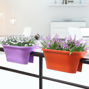 Maceta de barandilla de cubierta <span class=keywords><strong>blanca</strong></span> vertical suspendida con orificios de drenaje para balcón jardín - Product Image 3