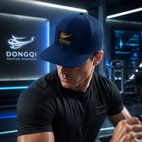 Casquette de baseball personnalisée bleu marine perforée de qualité supérieure avec logo tissé découpé au laser, respirante, séchage rapide, chapeau de sport, vente en gros d'usine