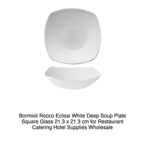 Piatto Fondo Quadrato in Vetro Bianco <span class=keywords><strong>Bormioli</strong></span> <span class=keywords><strong>Rocco</strong></span> Eclissi 21,3 x 21,3 cm per Ristoranti, Catering, Forniture Alberghiere, Vendita all'Ingrosso - Product Image 2