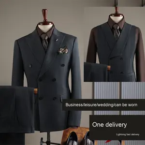 Ensemble Costume Rayé <span class=keywords><strong>Homme</strong></span> d'Affaires Formel Veste Blazer et Short à Glissière et Boutons pour Mariage Témoin Déguisement - Product Image 3