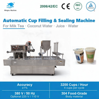 Machine de scellage automatique de gobelets 4 tasses par cycle en acier inoxydable 304 pour remplissage et scellage