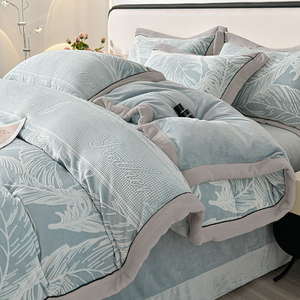 Cotton Reversible Embroidery <strong>Leaf</strong> 3 Pieces Bedspread Comforter Sets King Size Luxury <strong>Bedding</strong> 300tc Eco-Friendly Europe Style - Product Image 4