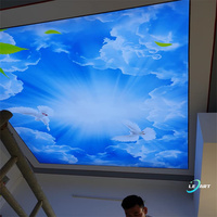 Fábricas chinas PVC para pared paneles de PVC 3D arte decorativo nube estiramiento techo pared mural