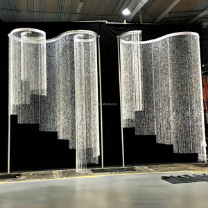 Toile de fond perlée de diamant blanc <span class=keywords><strong>rideau</strong></span> de perles suspendues de <span class=keywords><strong>plafond</strong></span> en cristal irisé avec dessus pliable pour la décoration de mariage - Product Image 1