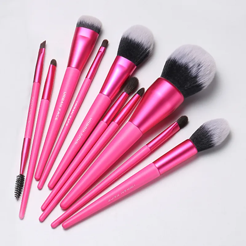 2024 Private Label Cosmetic Make Up Brush Set Professional Makeup Brush Kit Pink Makeup Brushes Set with Logo Customized 10 PCS