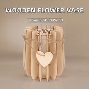 <b>Small</b> Handmade Round Modern Wooden Flower <b>Vase</b> for Home -Decor - Product Image 2