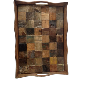 Wholesale Sustainable Live-Edge Wooden Food <b>Serving</b> Board <b>Large</b> Multi-functional Breakfast Tea <b>Tray</b> Set Direct Factory Supplies - Product Image 5
