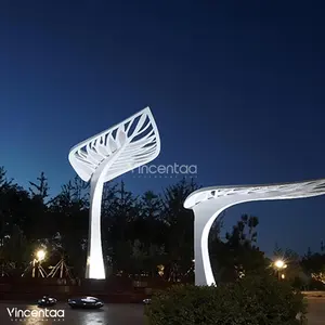 Современная наружная скульптура Vincentaa в форме белого листа из нержавеющей стали, металлическая скульптура на заказ