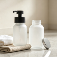 Offre Spéciale – Distributeur de Savon en Verre Dépoli 250ml 400ml avec Pompe Noire Mate pour Lavage des Mains, Shampoing, Lotion – Emballage Salle de Bain