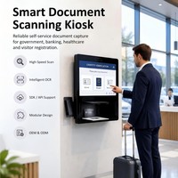 Kiosco de Registro de Visitantes en Aeropuertos, Terminal de Autoservicio Montado en la Pared con Escáner de Pasaportes y Verificación de Identidad