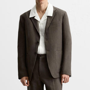 <span class=keywords><strong>Veste</strong></span> de <span class=keywords><strong>costume</strong></span> en lin 100% vierge, coupe classique, marron, logo personnalisé des fabricants, vente en gros, poches avant, manches longues, <span class=keywords><strong>costume</strong></span> pour <span class=keywords><strong>homme</strong></span> - Product Image 1