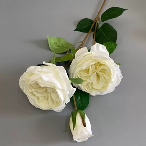 Rosa Artificiale Austin a Tre Teste, Decorazione Floreale per Matrimoni, Composizione Floreale, Decorazione per la Casa, Sfondo Floreale per Vasi - Product Image 3