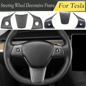 Cadre décoratif de volant pour Model 3 Model Y 2019-2024, couvre-volant, garniture intérieure automobile, accessoires automobiles - Product Image 1