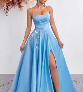 <span class=keywords><strong>Robe</strong></span> longue sexy sans bretelles style européen et américain, nouvelle collection 2026, sans manches, taille haute, avec fente et motif floral tridimensionnel - Product Image 3