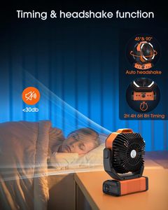 Ventilateur de camping extérieur à télécommande 20000 mAh, ventilateur numérique F6, lanterne LED suspendue, ventilateur de tente portable avec batterie externe - Product Image 4