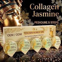 Kit de Pédicure Spa à Bulles Dorées Personnalisable 5 Étapes avec Cristaux Détoxifiants et Activateur, Formule Personnalisée avec Logo pour Magasin de Fournitures de Beauté des Ongles