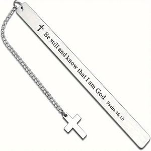 Marcapáginas de Metal Personalizado con Grabado de Letras Cristianas Inspiradoras, Corte Láser en Acero Inoxidable, con Cruz y Borla, para Libros - Product Image 6