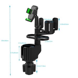 Support de tasse de <span class=keywords><strong>voiture</strong></span> rotatif à 360 degrés avec support de téléphone portable, base extensible 5 en 1, <span class=keywords><strong>plateau</strong></span> de tasse de <span class=keywords><strong>voiture</strong></span> avec porte-tasses et porte-téléphone - Product Image 2