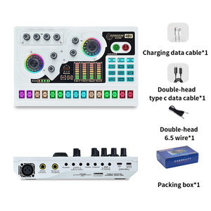 Interfaz de Audio de 48V con Micrófono y Luz RGB Tarjeta de Sonido Portátil Estudio de Pódcast Todo en Uno con Micrófono de 3.5mm para Transmisión en Vivo - Product Image 4