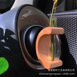 Vase pour aérateur de voiture, support de fleurs hydroponiques en bois pour la décoration intérieure de voiture - Product Image 2