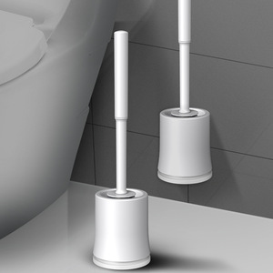Brosse de toilette murale mains libres en silicone à long manche avec support, sans perçage, pour nettoyage des coins morts - Idéale pour le dropshipping Shopify - Product Image 3
