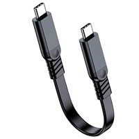 Cable USB 3.2 Dual Tipo-C de 10 Gbps y 60 W con Carga Rápida, Cable Plano de 0.2 m/3 m para Laptop/HDD/Vehículo/Comercial/Cámara/Escáner de Código de Barras