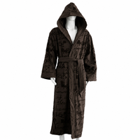 Peignoir en coton jacquard éponge avec capuche, marron épais, pour la maison et le spa, longueur mollet, pour homme, vêtement de nuit, logo personnalisé