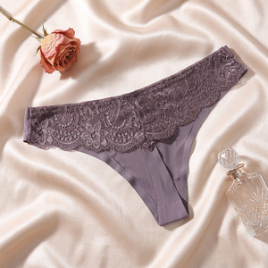Culottes string sans couture en dentelle pour femmes, taille basse, grandes tailles, sous-vêtements sexy confortables et élégants en nylon avec logo OEM ODM - Product Image 3