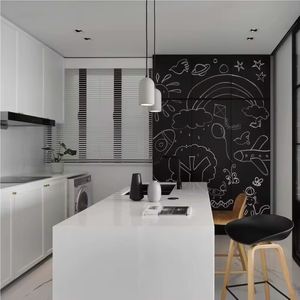 Comptoir en granit de style moderne européen en forme de U, armoires de cuisine de rangement abordables de style shaker blanc - Product Image 5